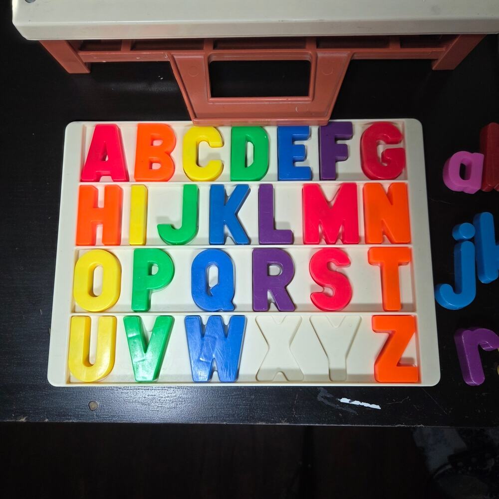 Vintage 1972 Fisher Price School Days Desk + Magnetic Letters Cards Incomplete - Picture 2 of 12